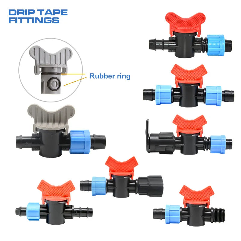 Plastic Mini Valve for Thin-Walled Drip Line with Barbed Ends for Drip Irrigation Kit Garden Flower Pot Watering Control