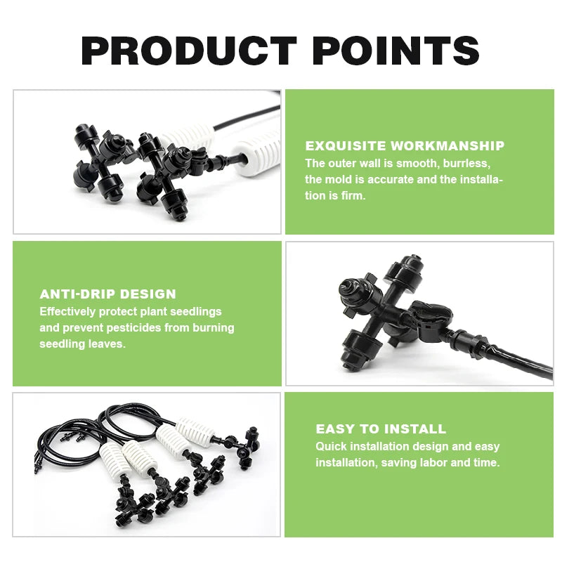 Other Watering and Irrigation 4 Outlet Fog Misting Nozzle Hanging Cross Atomized Micro Spray Mist Sprinkler