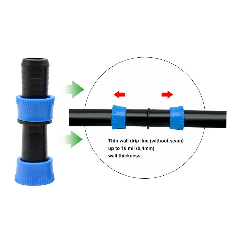 Plentirain Plastic Drip Tape Accessories Lock Ring Offtake De17mm Rubber Ring Barb Coupling Drip Irrigation System Aging