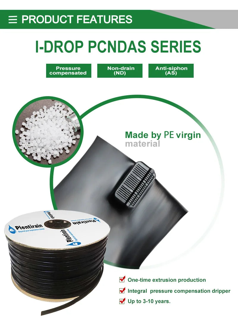 Farm Watering Irrigation Supply Drip Pipe Pressure Compensated Flat Emitter Drip Tape PC Drip Line