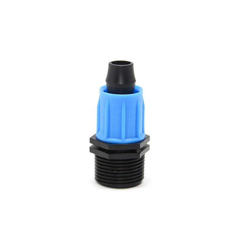 Lock Nut Connector Lock Coupling with Male Thread Connector De16mm 1/2 Inch Drip Irrigation System PE Pipe Fitting Agricultural