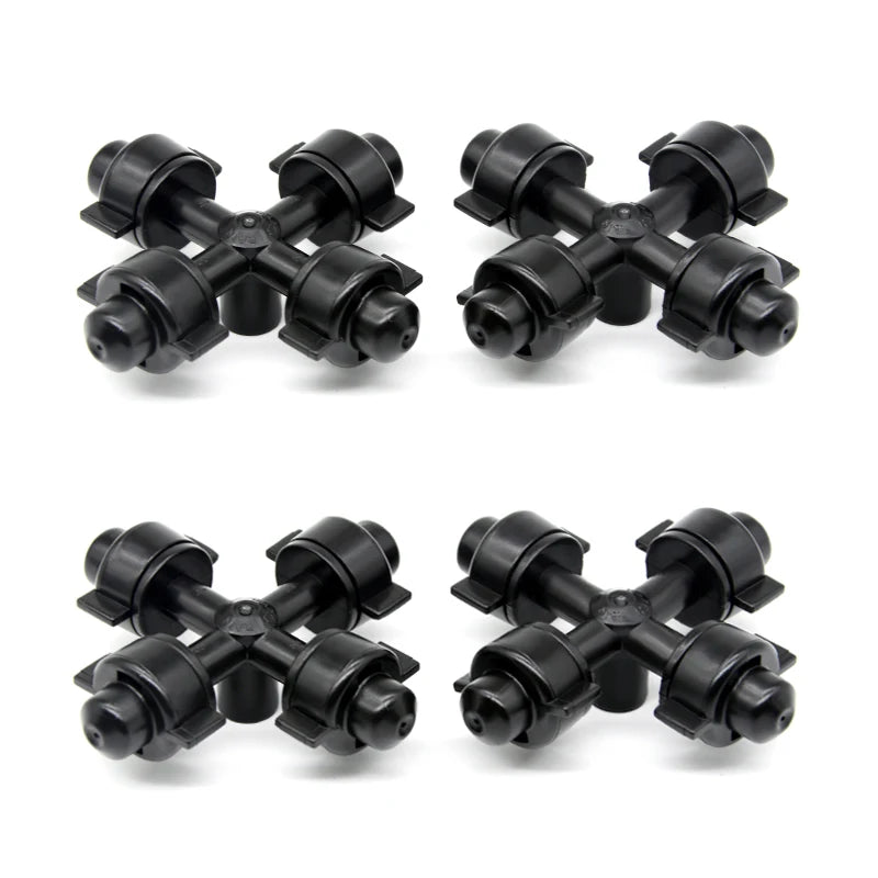 4-Way Nozzle PVC Greenhouse Micro Irrigation Sprinkler Home Water Sprinkler Mist Fogger for Irrigation System