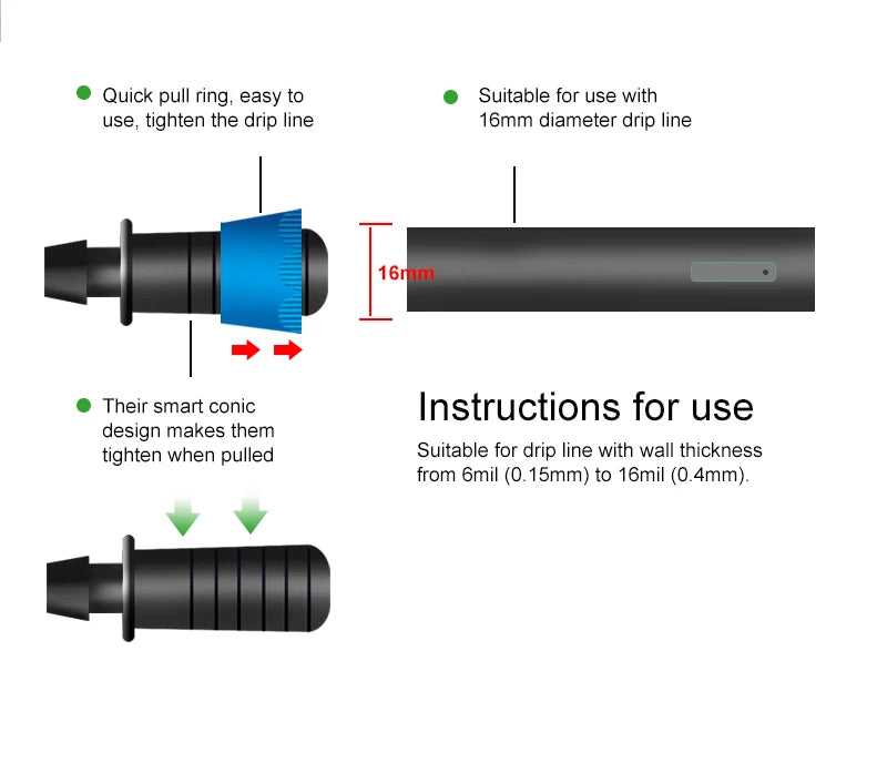 Fast Ring Connector for Thin-Walled Drip Line Drip Irrigation System Garden Agricultural Watering Hose Fitting 17mm