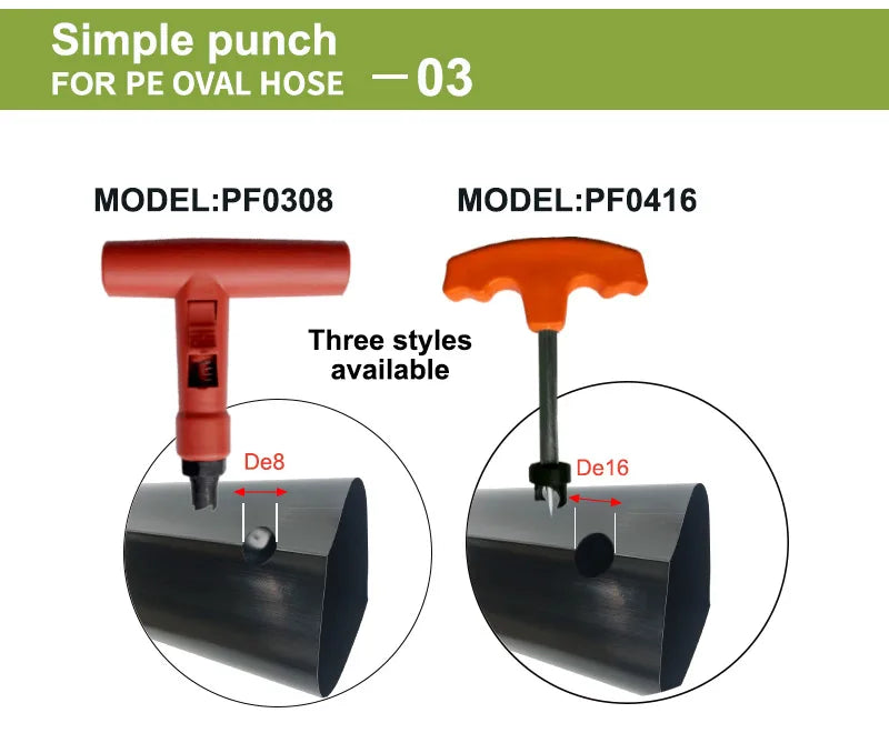 15mm & 17mm Layflat Plastic Puncher for Greenhouse Water Hose & Garden Irrigation