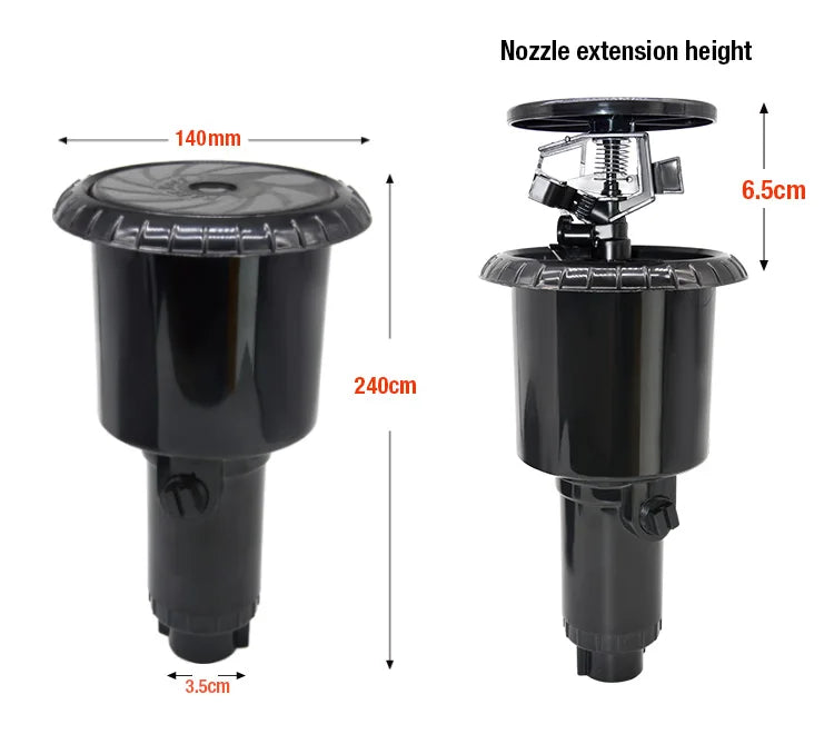 Pop Up Sprinkler for Lawn Garden Irrigation System Automatic Rotating Water Spray 1/2 Inch Thread Adjustable Nozzle