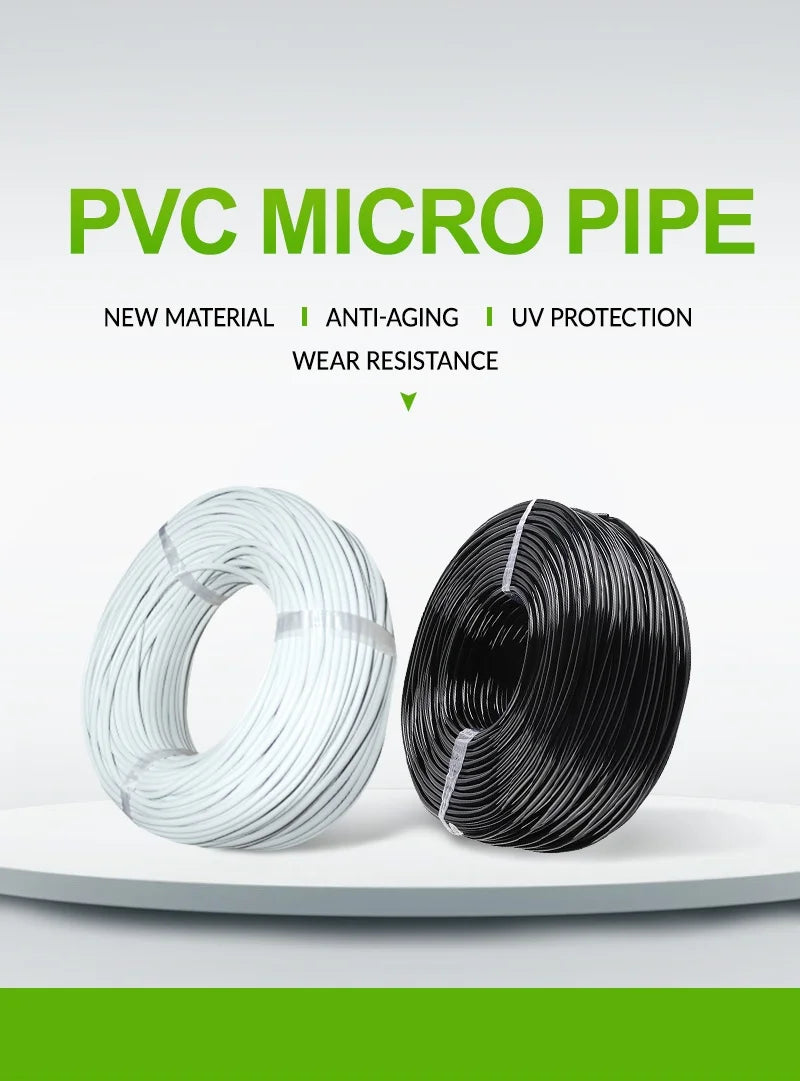 UV Protected Plastic PE Micro Pipe Dripper Kit White Outside and Black Inside for Greenhouse Water Hose Garden Irrigation