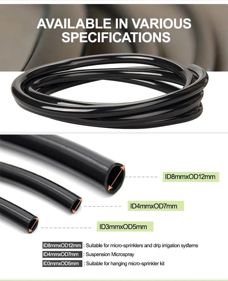 UV Protected Plastic PE Micro Pipe Dripper Kit White Outside and Black Inside for Greenhouse Water Hose Garden Irrigation