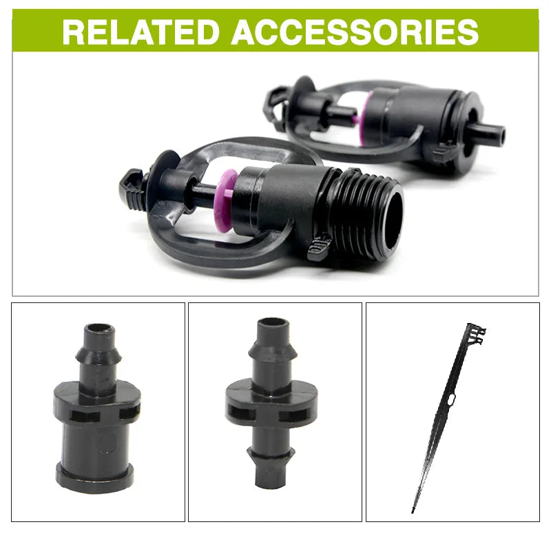 Plentirain Micro Sprinkler Irrigation System 360 Degree Gear Drive Impact Rotating Sprinkler Nozzles Farm Agriculture Garden