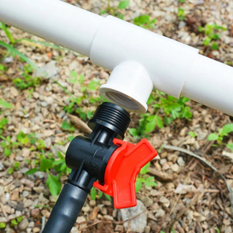 Agriculture Greenhouse 16mm 20mm Mini Plastic Barbed Female Thread Valve Drip Irrigation PE Material Durable Black Fittings
