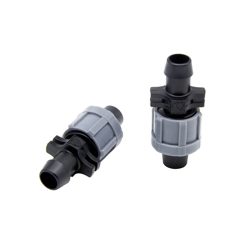 Drip Irrigation Grey Color Drip Irrigation Pipe Fittings De16mm Lock Coupling for PE Pipe