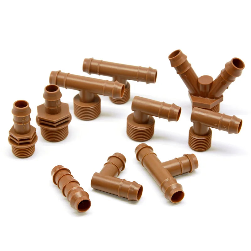 Garden Supplies Drip Irrigation System Fittings Brown Drip Pipe Connecter Cross Four-way