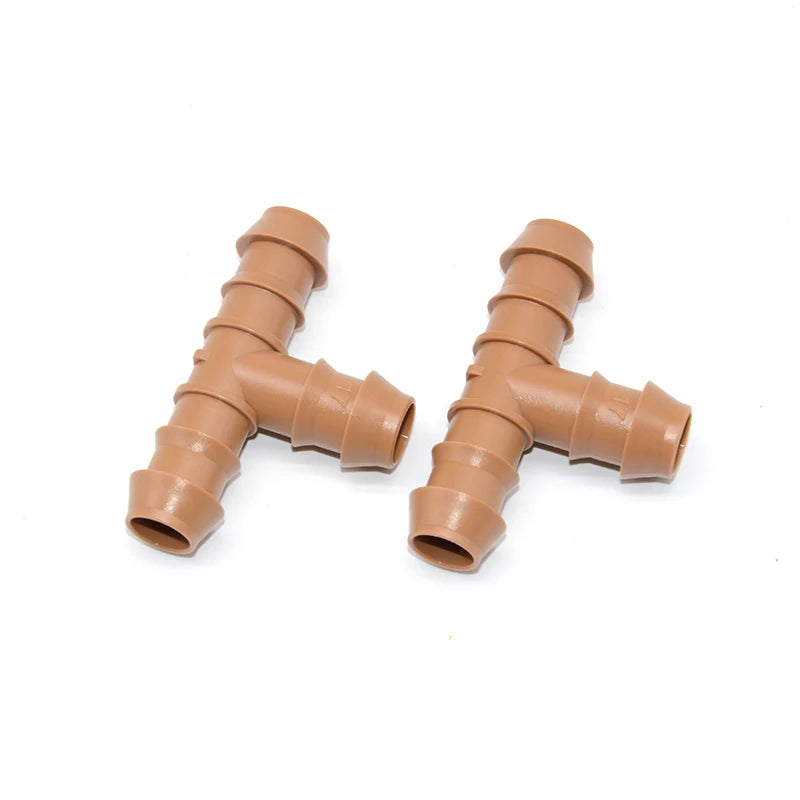 Drip Irrigation POM Brown Barbed Fitting for 1/2" Garden Agricultural Irrigation System Pipe Quick Coupling