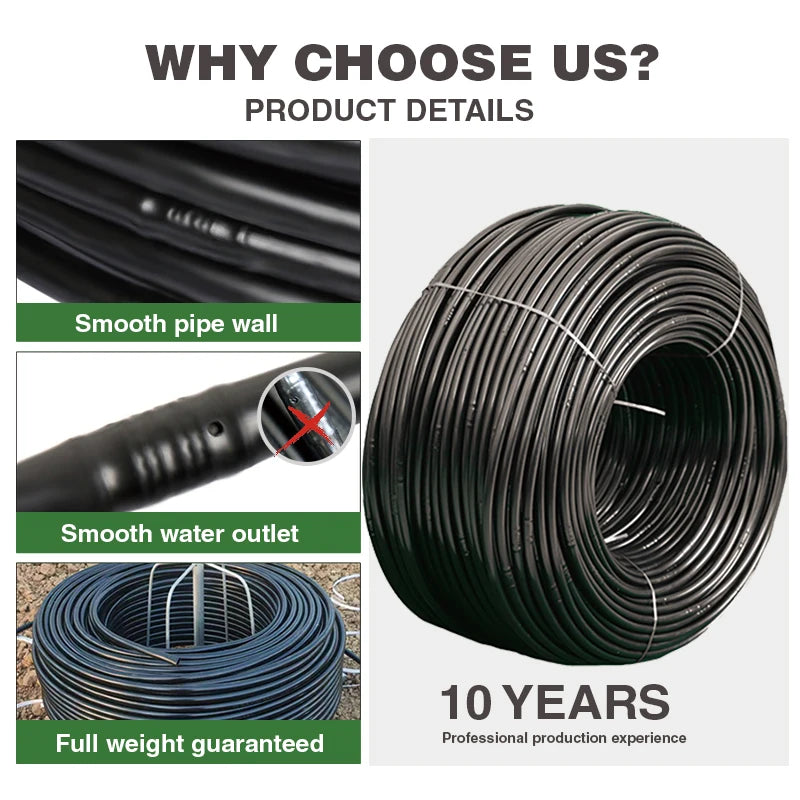 Drip Irrigation Tape System Cylindrical Drip Line Tube Drip Irrigation Pipe 16mm Drip Hose with Round Dripper Farm System
