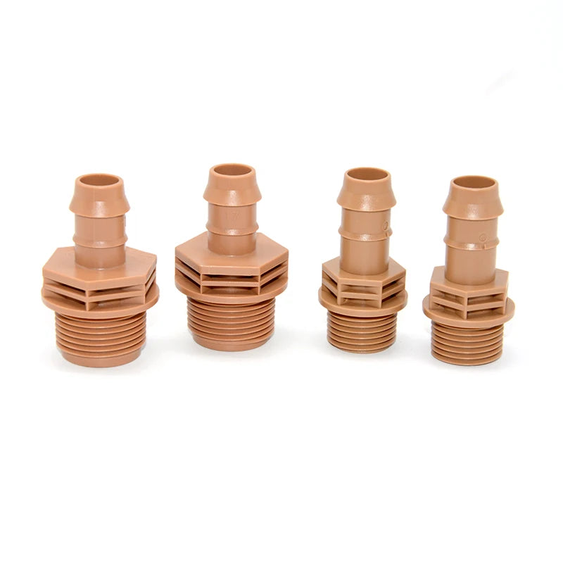 Pom Plastic Quick Fitting Garden Hose Connection Insert Coupling 1/2" NPT Male Connector 17mm Drip Barbed Coupling