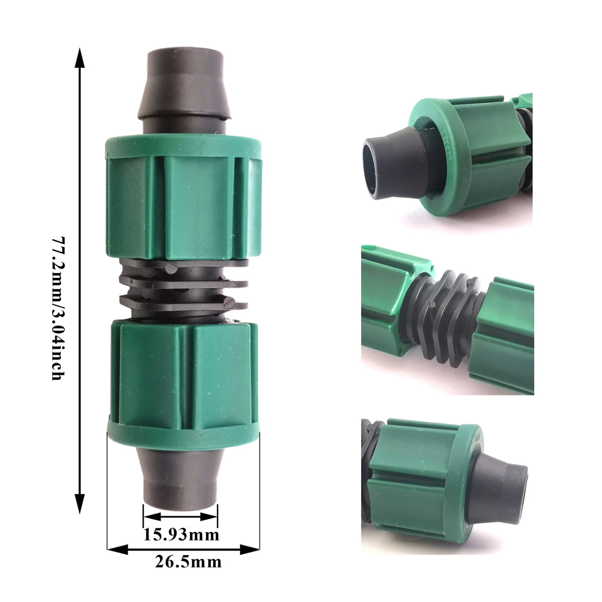 滴灌HDPE联轴器1/2英寸万向节滴头塑料压缩配件螺纹配件