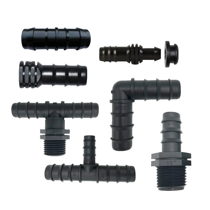 Plastic Drip Irrigation System Fittings Barbed Tee 16mm/20mm Water Tube Connectors for Home Use