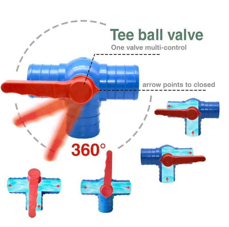 Irrigation Pipe Connector PVC Layflat Hose Fitting Connector Three Way Pvc Tee Ball Valve for Pe Pipe