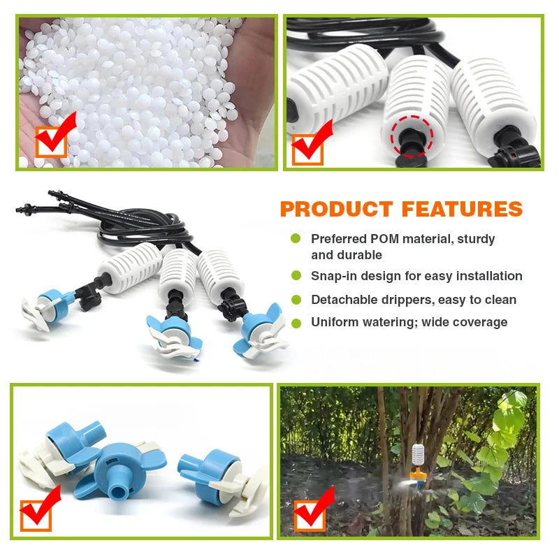 360 Gear Drive Mini Sprinkler Set Hanged Plastic Eco-Friendly Farm Agriculture Irrigation System