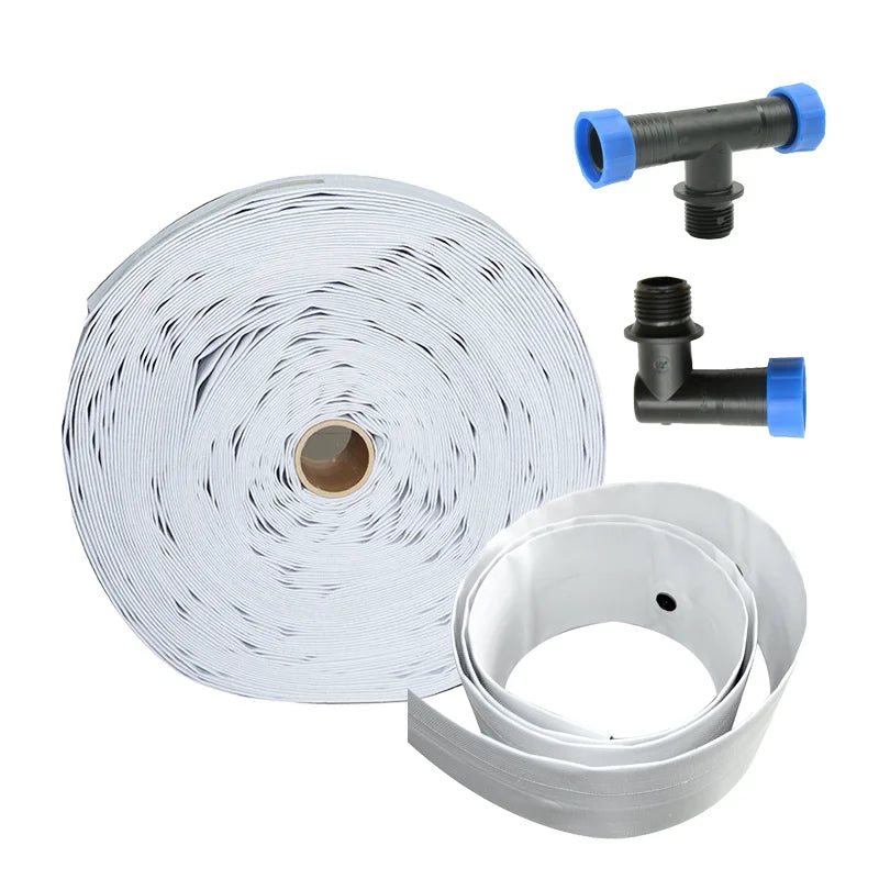 Agricultural Irrigation Pre-holed Layflat Hose Drip Irrigation System 1bar Pressure Recyclable Eco-friendly Garden Watering Flat