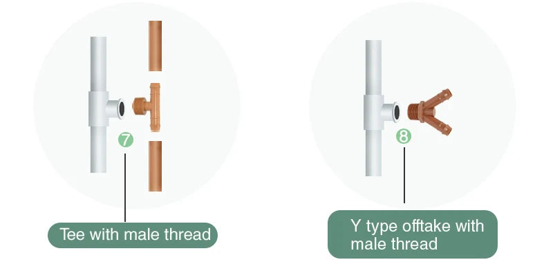 Plentirain Drip Irrigation System Plastic 17mm 1/2" Male Thread Brown Drip Pipe Connectors LDPE Fittings for Garden Irrigation