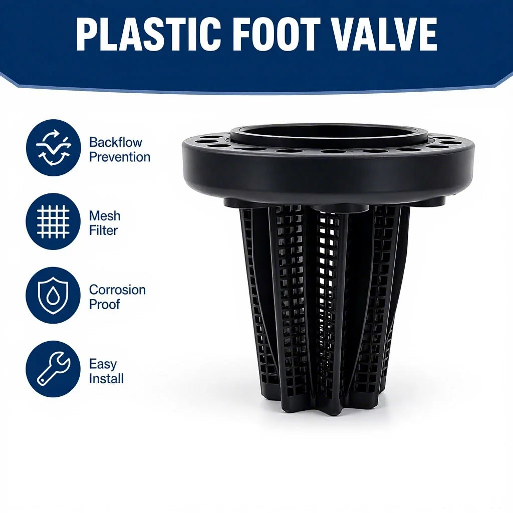 Durable Plastic Foot Valve Integrated Mesh Filter Check Valve Water Pump Suction Hose