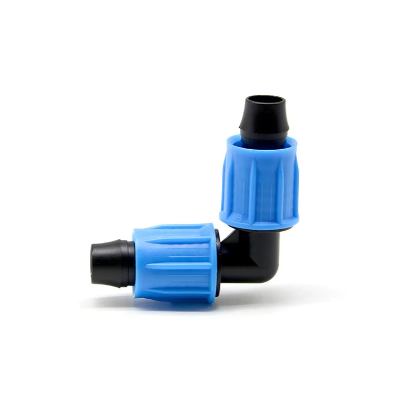 China Manufacturer 13 Years Experience Thick Drip Tape Connector Lock Elbow Connector for PE Pipe