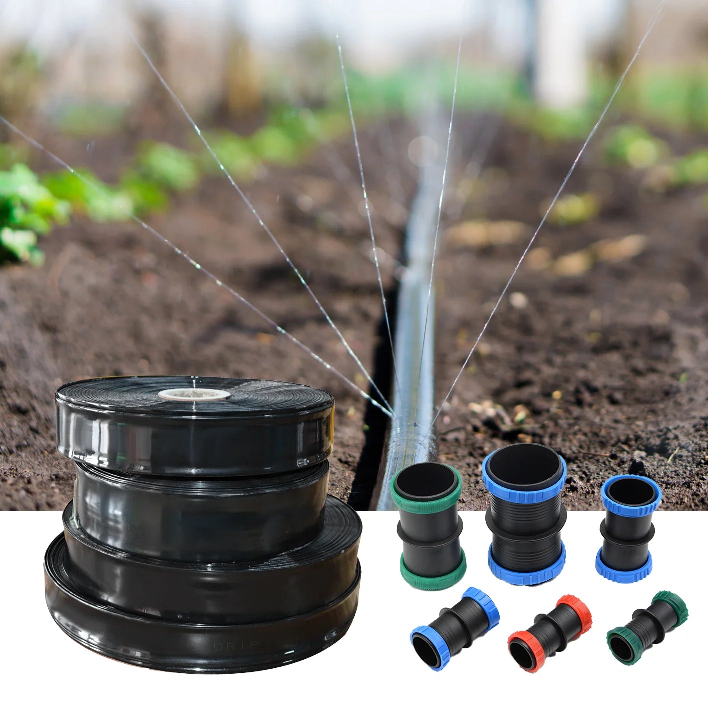 Plentirain 32mm Diameter Rain Spray Tape PE Plastic Material Irrigation Hose with 4m Spray Width