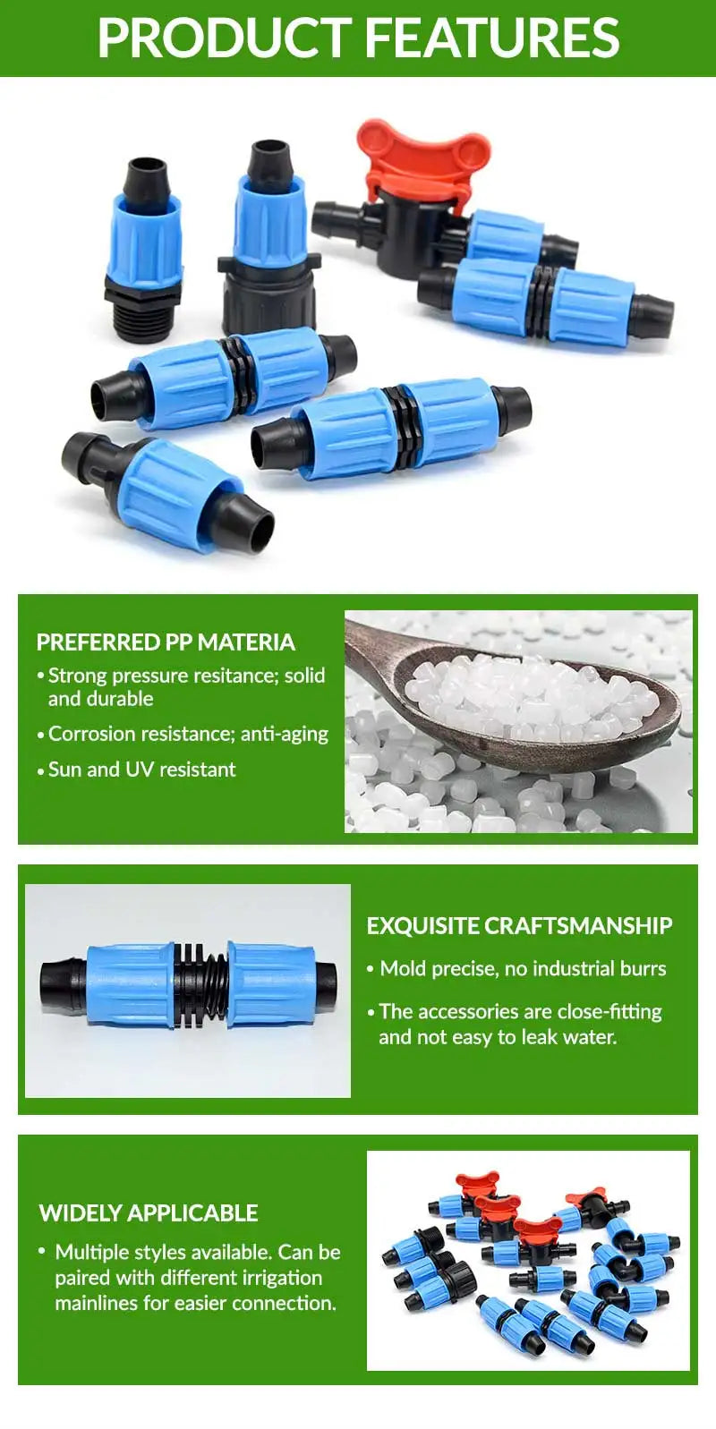 Agricultural Water-saving Systems Drip Irrigation Lock Offtake Hard Pipes Connector for PE Pipe