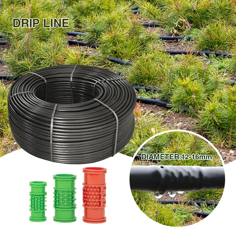 Drip Irrigation Tape System Cylindrical Drip Line Tube Drip Irrigation Pipe 16mm Drip Hose with Round Dripper Farm System