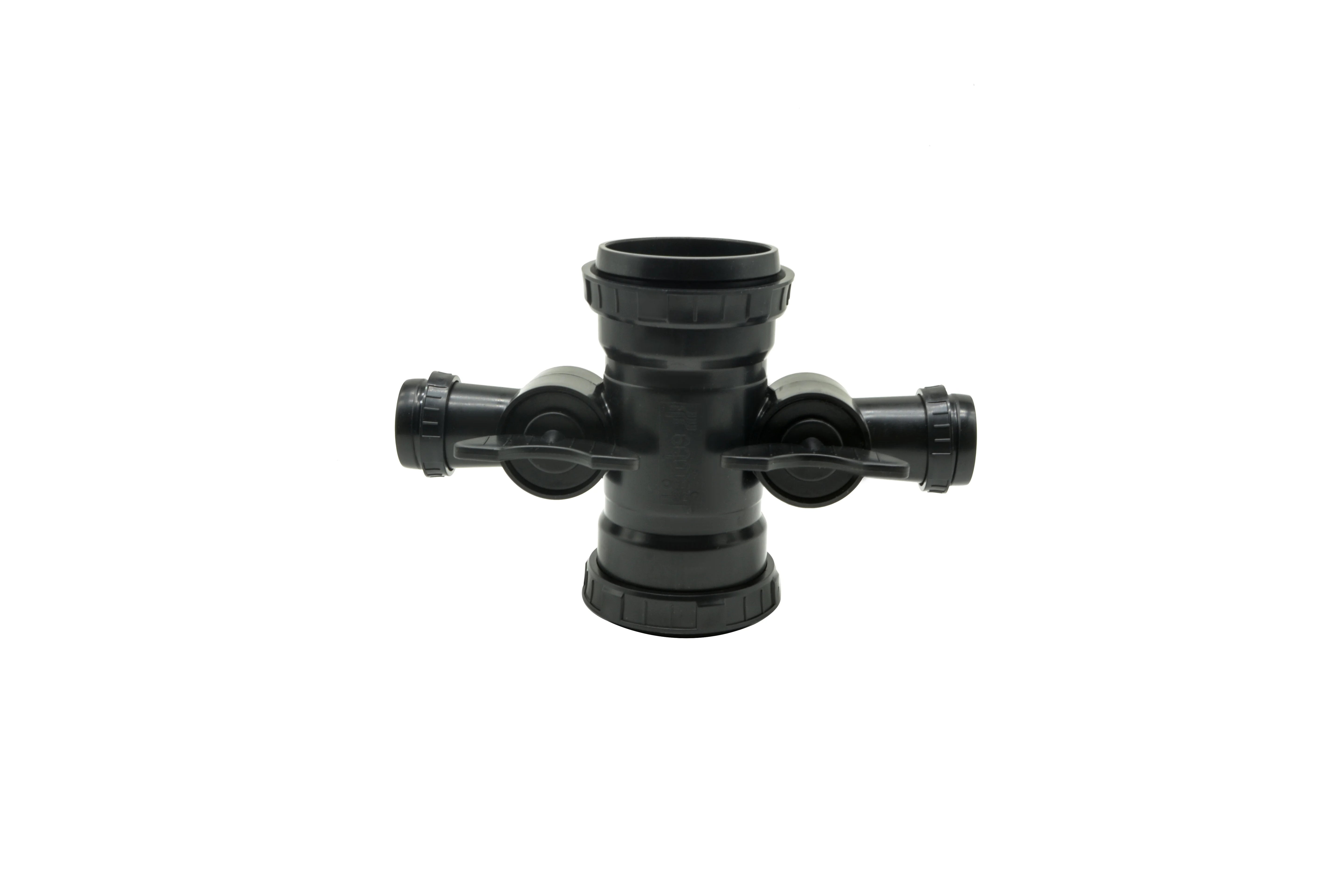 PVC UPVC PE Pipe Reducer Cross 75mm X 40mm Black for Greenhouse Water Hose Irrigation System Plumbing Drainage