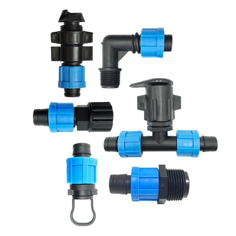 16 mm Flat Dripper Water Saving Drip Irrigation System Repeated Use Plastic Drip Tape Fittings and Accessory for Greenhouse