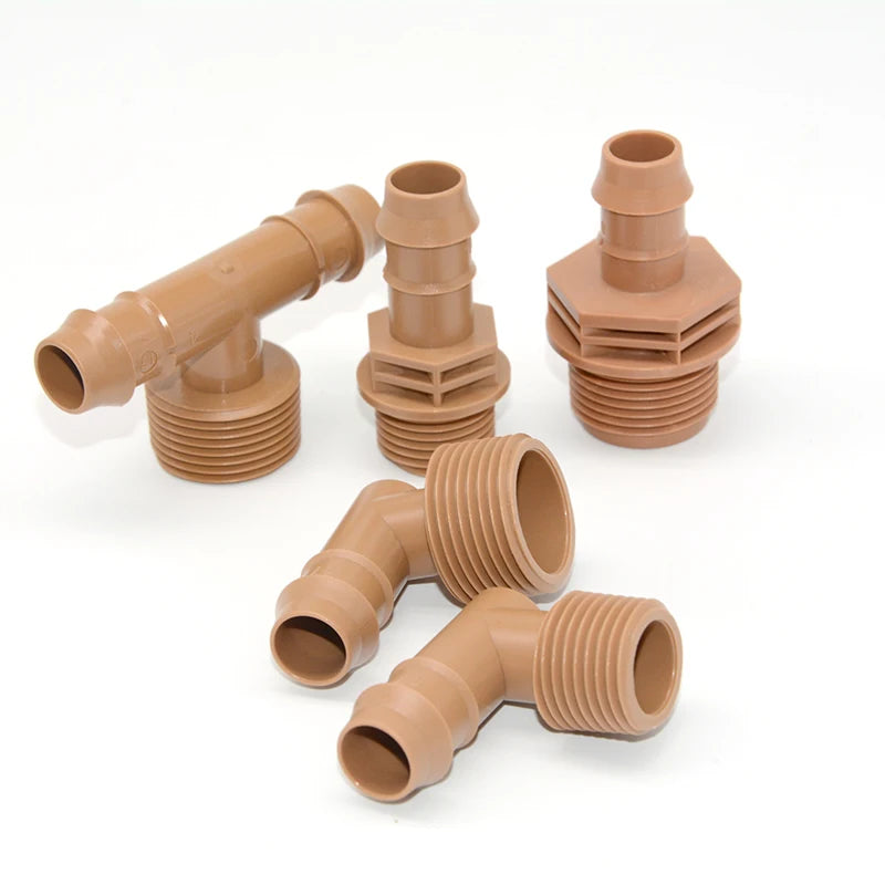 Pom Plastic Quick Fitting Garden Hose Connection Insert Coupling 1/2" NPT Male Connector 17mm Drip Barbed Coupling