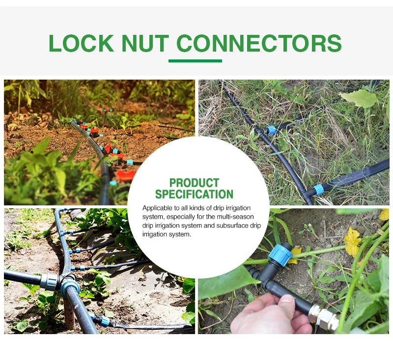 Durable Plastic Drip Tape Fittings Accessories Water Hose Connectors for Home Drip Irrigation Garden Valves Aging Resistant