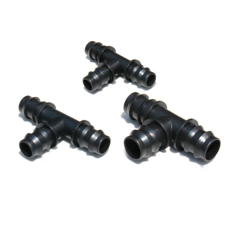 Plastic Barbed Tee Irrigation Black Poly Pipe Fittings Connector for Greenhouse