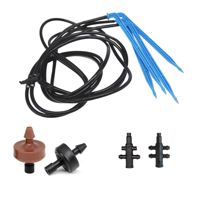 Plentirain 2L/4L/8L Plastic Arrow Dropper Irrigation Drip Set Emitter Dripper Kit Pot Plant Greenhouse Water Hose Black Bend