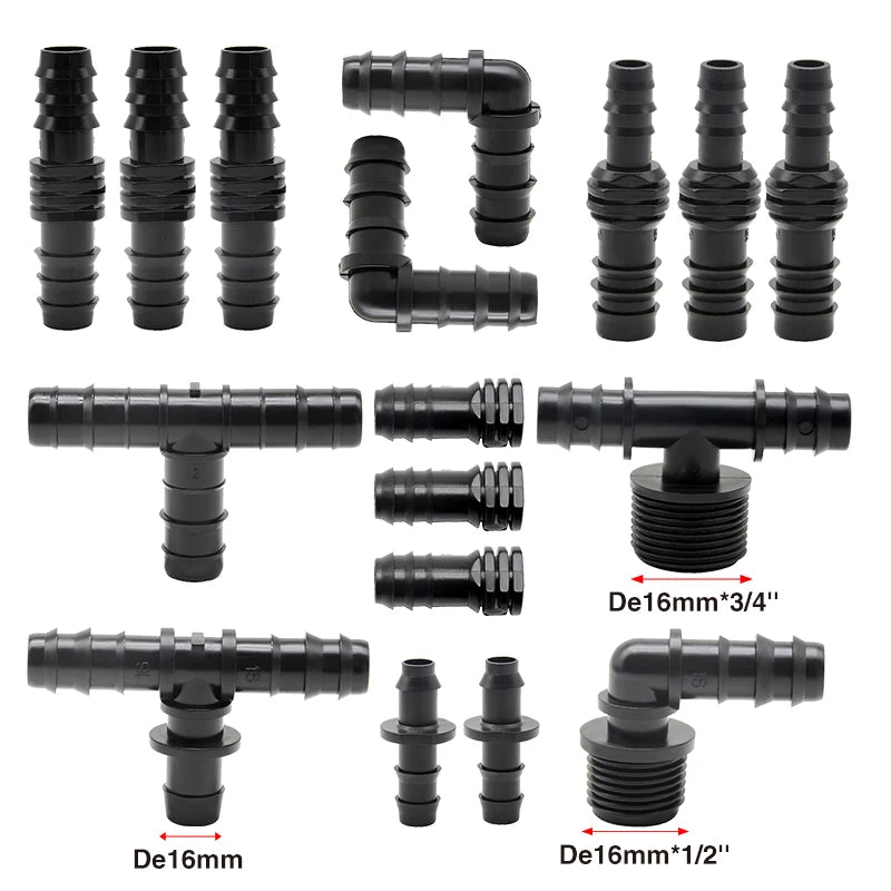 Agricultural HDPE Pipe Fittings Drip Tape Valve Thread Barb Connectors for Watering & Irrigation Drip Irrigation Equipment