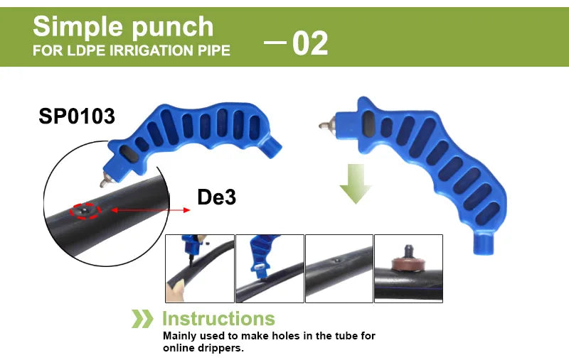15mm & 17mm Layflat Plastic Puncher for Greenhouse Water Hose & Garden Irrigation