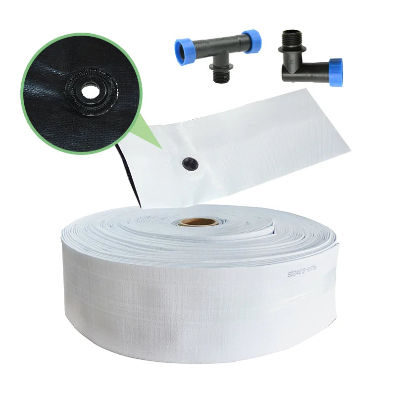 Drip Irrigation Pre-holed Layflat Hose Agricultural Garden Watering Flat Hose Pre-punched Holes Water Supply System 1.5bar