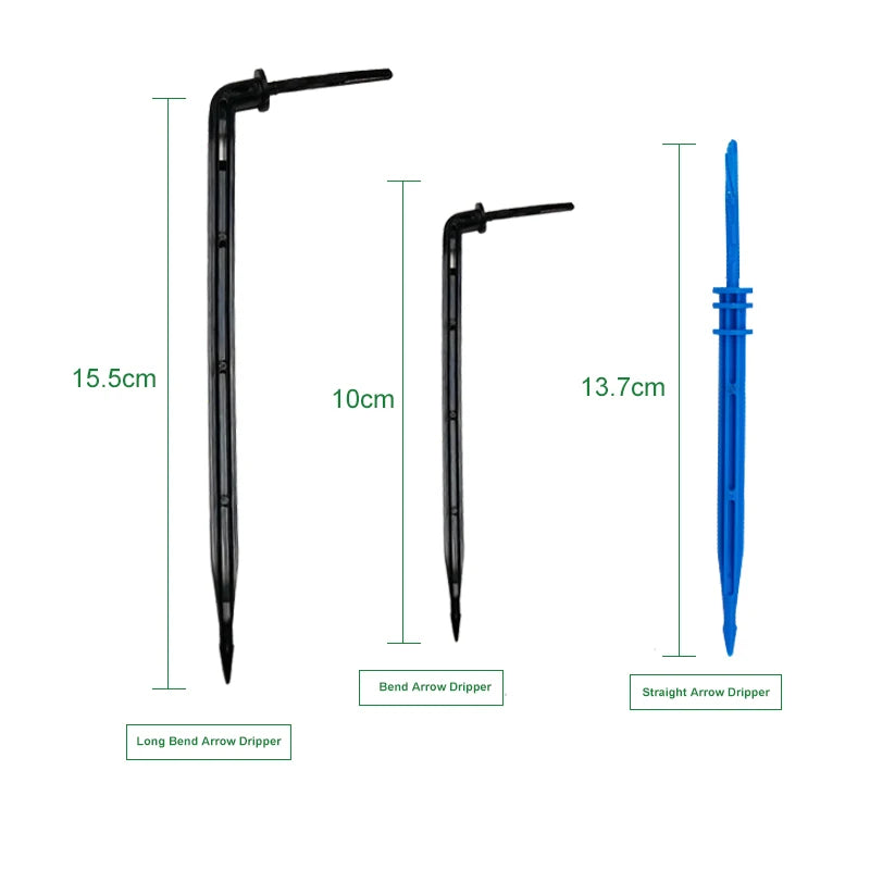 Plentirain 2L/4L/8L Plastic Arrow Dropper Irrigation Drip Set Emitter Dripper Kit Pot Plant Greenhouse Water Hose Black Bend