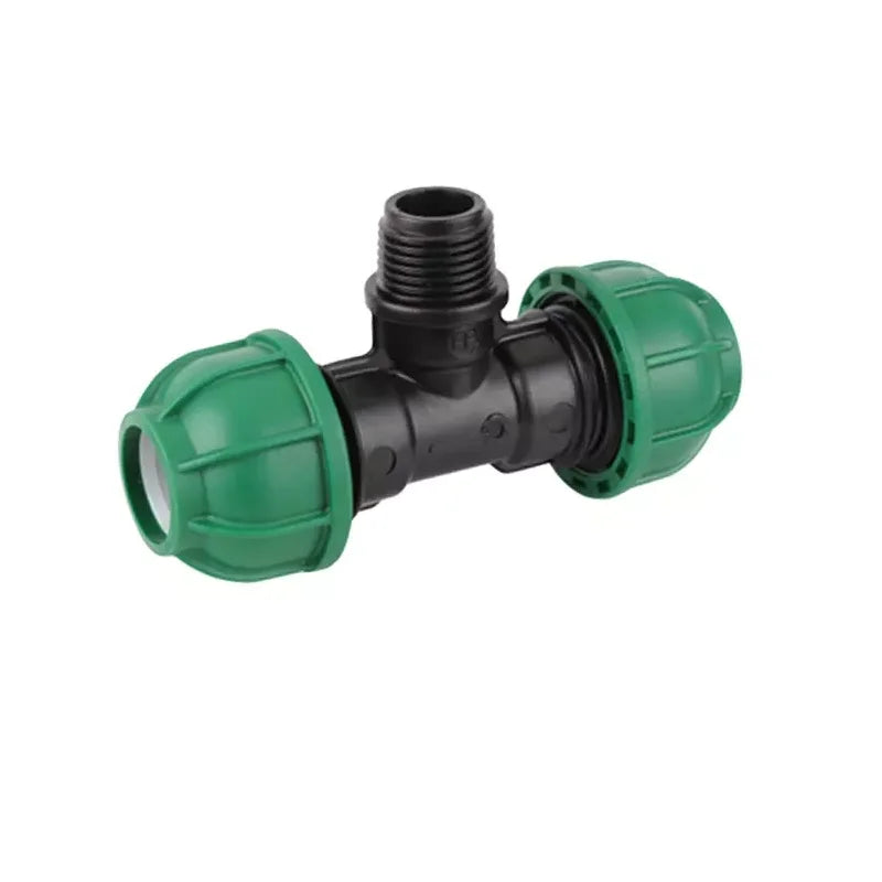PP Pipe Fittings PN10 16 bar PP Compression Fitting Quick Connector HDPE Pipe Male Threaded Tee