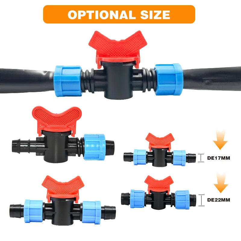 Plentirain High Pressure Durable Plastic Mini Valve Male Thread De17mm Thin Wall Drip Line Drip Irrigation System for Farm