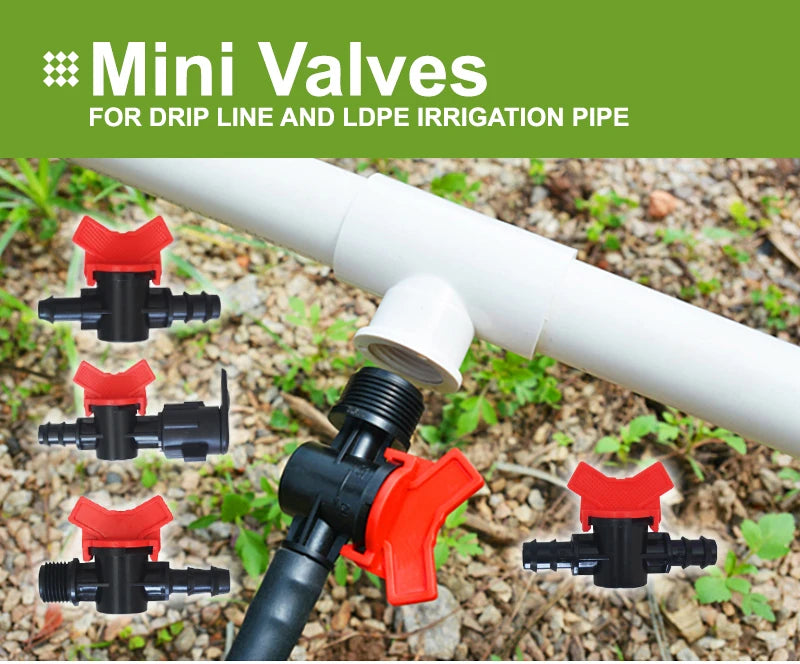 Drip Irrigation Tape Valve DN16 Bypass Mini Plastic Connector Drip Irrigation Valve for Pipe Greenhouse Agriculture System
