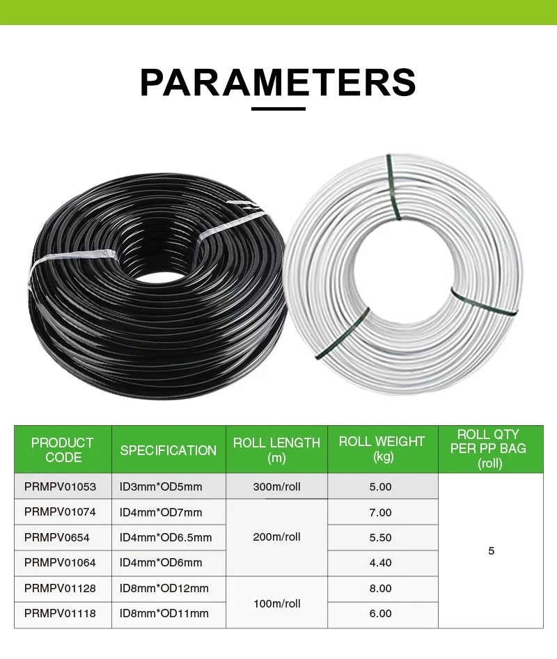 PVC Micro Pipe for Drip Irrigation System Garden Watering 3mm 5mm Micro Tubing for Greenhouse Vegetable Flower Pot Supply
