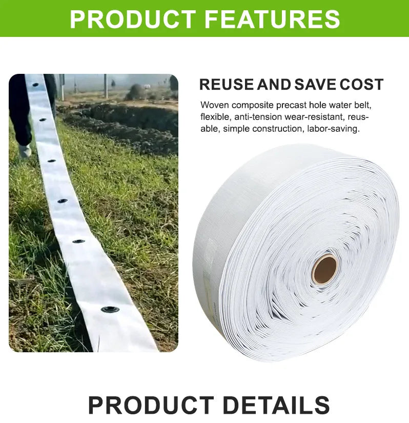 HARMONY PE Layflat Hose Drip Irrigation Main Pipe with Pre-Holed Holes 0.6-2.5bar Pressure Recyclable for Farm & Garden Use