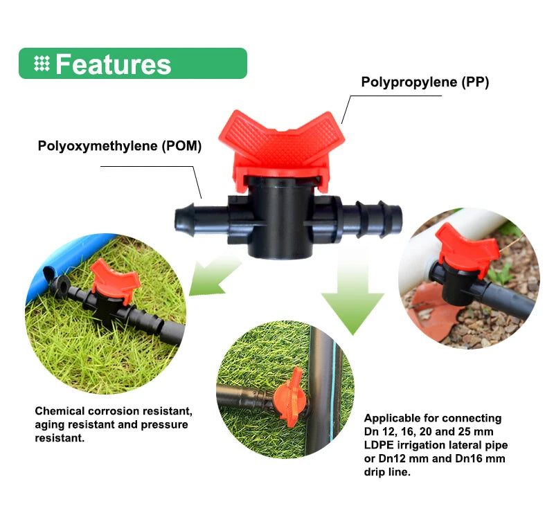 Plastic Barb Offtake Valve Drip Pipe with 1/4 Inch Barbed Outlet for Greenhouse Vegetable Drip Irrigation