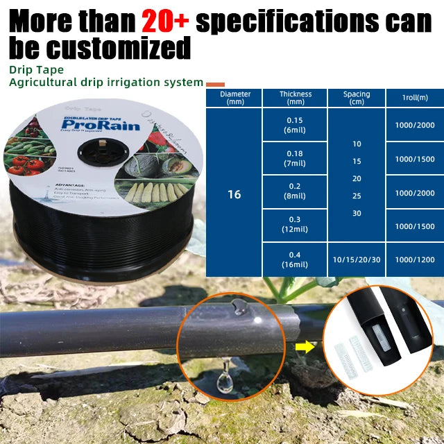 HYRT品牌滴灌系统设计0.2毫米厚度30厘米间距滴灌带/管