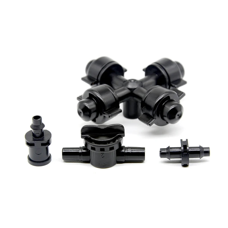 4-Way Nozzle PVC Greenhouse Micro Irrigation Sprinkler Home Water Sprinkler Mist Fogger for Irrigation System