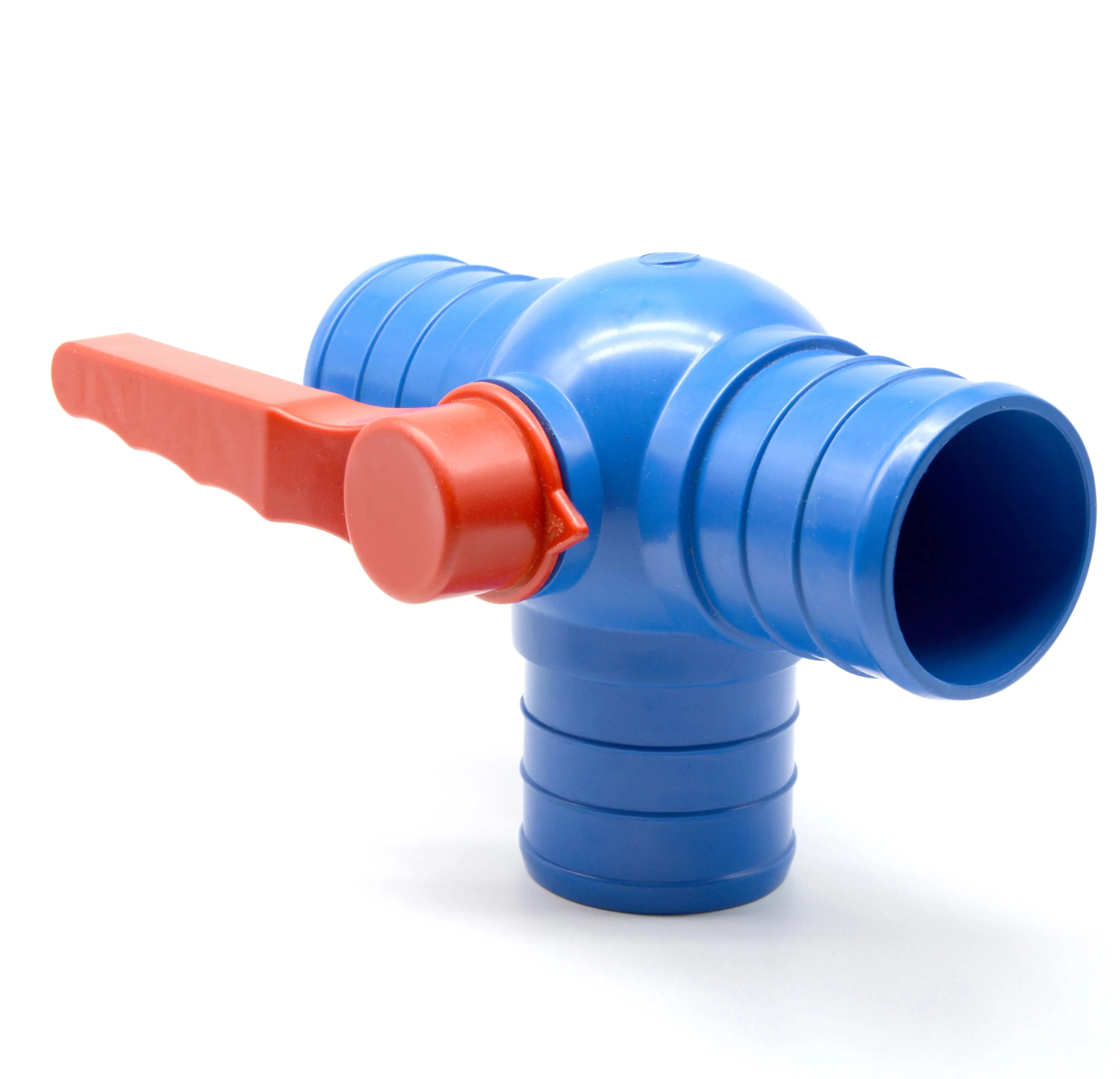 Irrigation PVC Layflat Hose Fitting Connector Three Way Pvc Tee Ball Valve