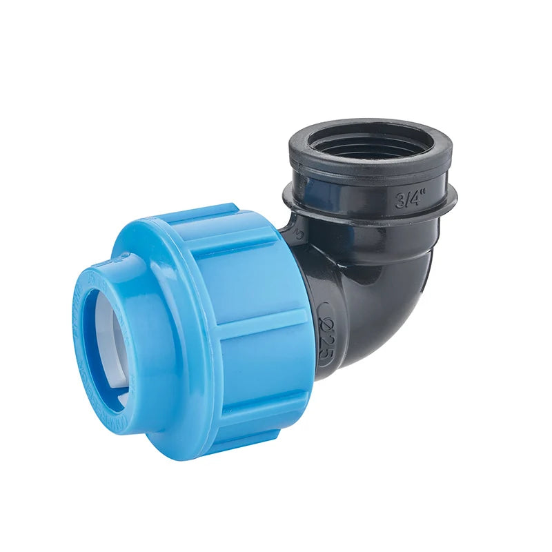 Drip Irrigation System PE Pipe Polypropylene Compression Coupling 90 Elbow PP Compression Fittings for Water Supply PN16