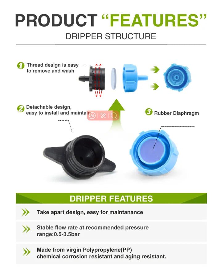 Adhere to Fly 2L 4L 8L Pressure Compensation Bend Drip Arrow Dripper Kit Plastic Garden Micro Irrigation System